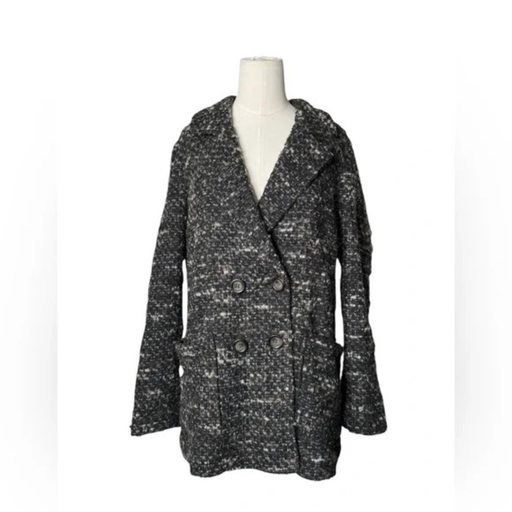 J.Jill Women Wool Alpaca Double Breasted Coat Jacket Gray Lined Button Up - XS - Picture 3 of 7